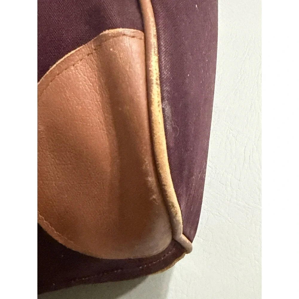 Lands End ‎ Bag Heavy Canvas Leather Duffle Deluxe Square Rigger Burgundy  USA